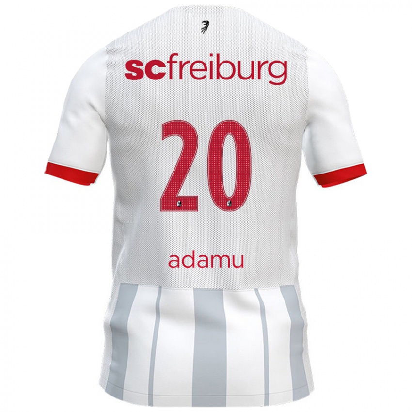 Kinder Junior Adamu #20 Weiß Grau Auswärtstrikot Trikot 2024/25 T-Shirt