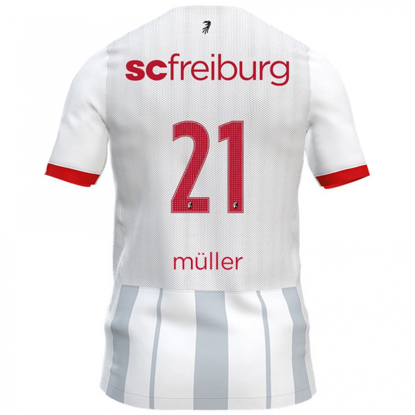 Kinder Florian Müller #21 Weiß Grau Auswärtstrikot Trikot 2024/25 T-Shirt