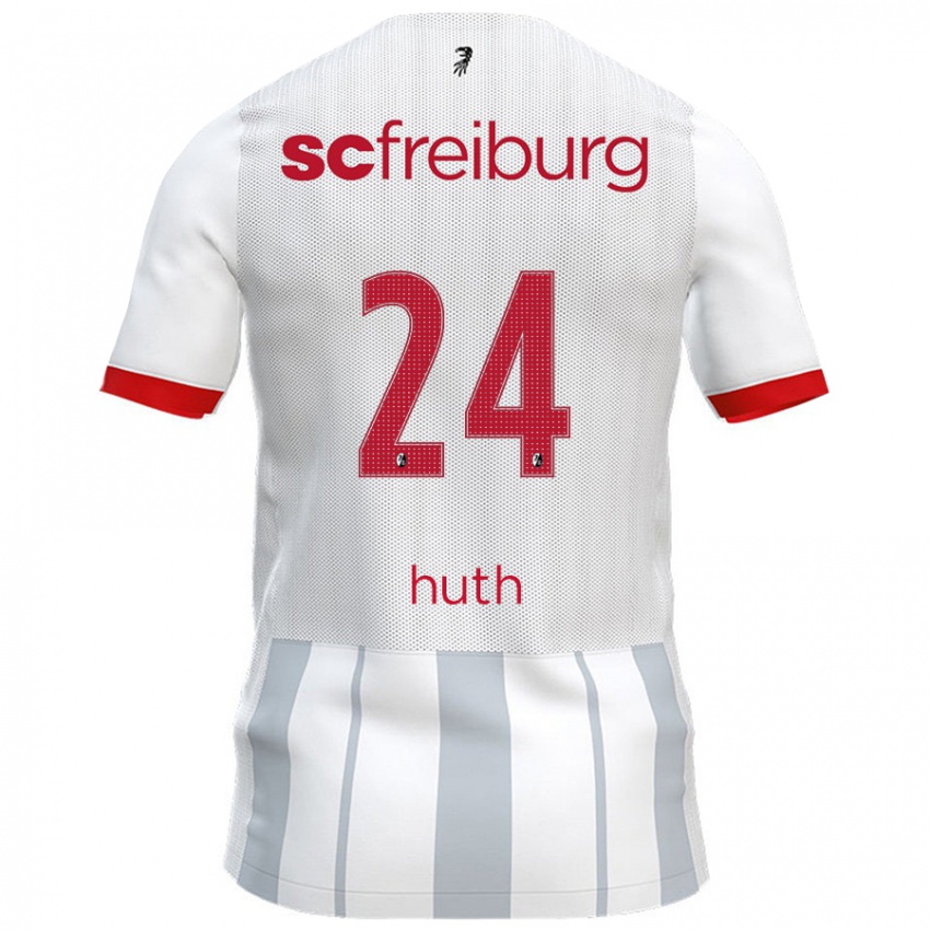 Kinder Jannik Huth #24 Weiß Grau Auswärtstrikot Trikot 2024/25 T-Shirt