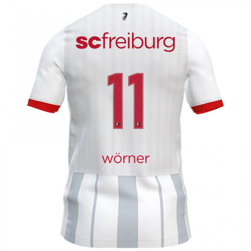 Kinder Marco Wörner #11 Weiß Grau Auswärtstrikot Trikot 2024/25 T-Shirt