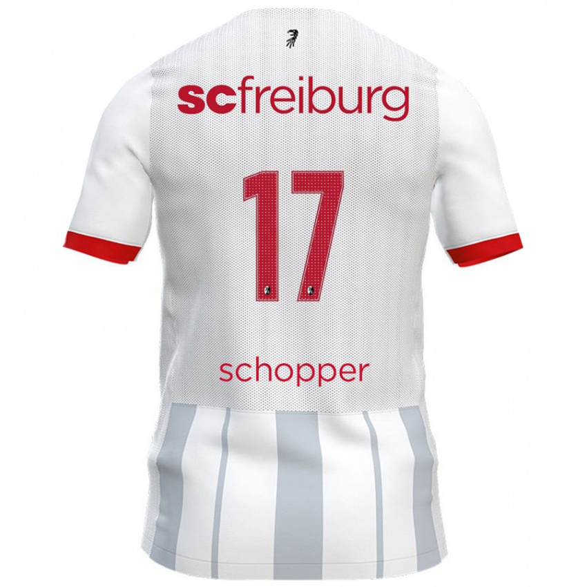 Kinder David Schopper #17 Weiß Grau Auswärtstrikot Trikot 2024/25 T-Shirt