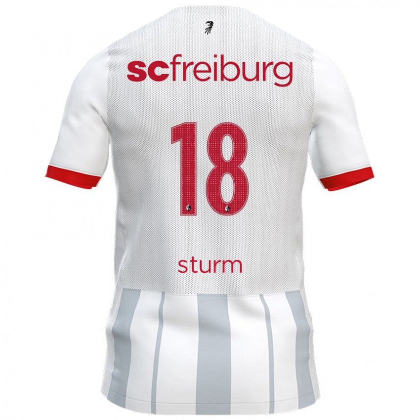 Kinder Yann Sturm #18 Weiß Grau Auswärtstrikot Trikot 2024/25 T-Shirt