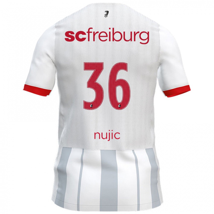 Kinder Luka Nujic #36 Weiß Grau Auswärtstrikot Trikot 2024/25 T-Shirt