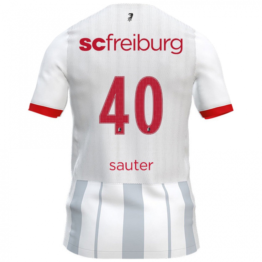 Kinder Niklas Sauter #40 Weiß Grau Auswärtstrikot Trikot 2024/25 T-Shirt