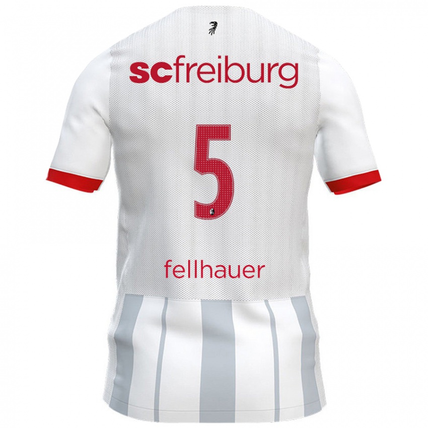 Kinder Kim Fellhauer #5 Weiß Grau Auswärtstrikot Trikot 2024/25 T-Shirt