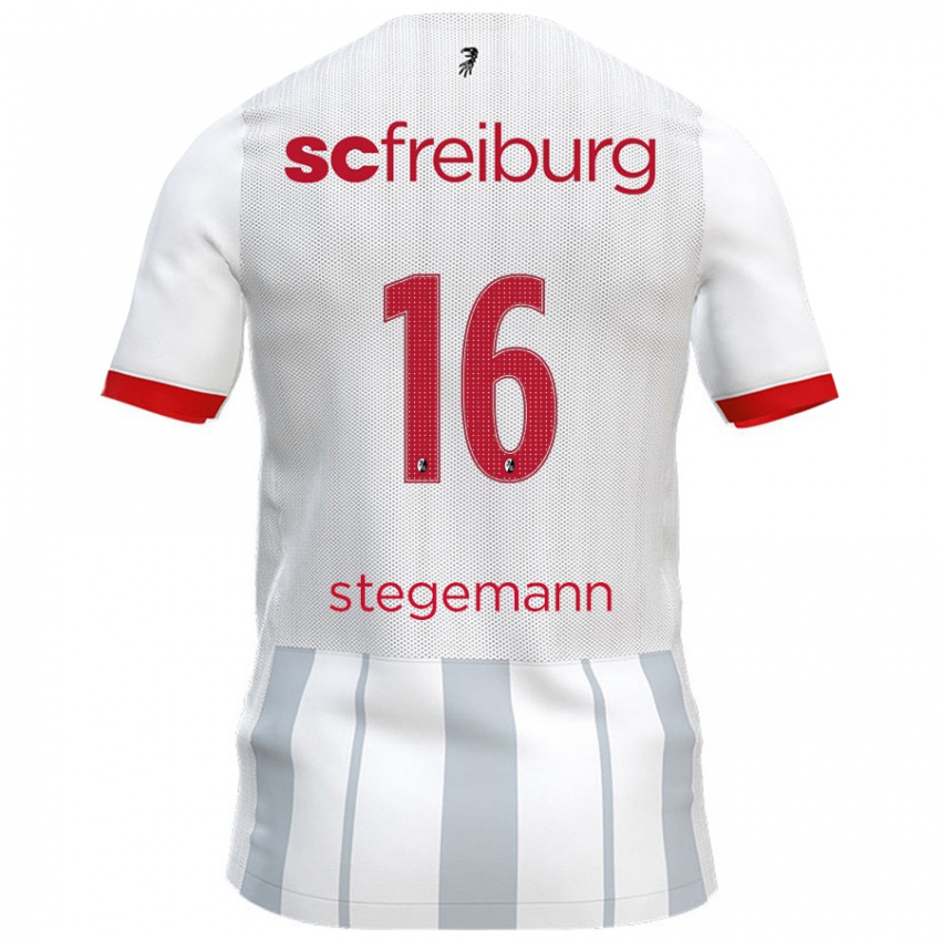 Kinder Greta Stegemann #16 Weiß Grau Auswärtstrikot Trikot 2024/25 T-Shirt