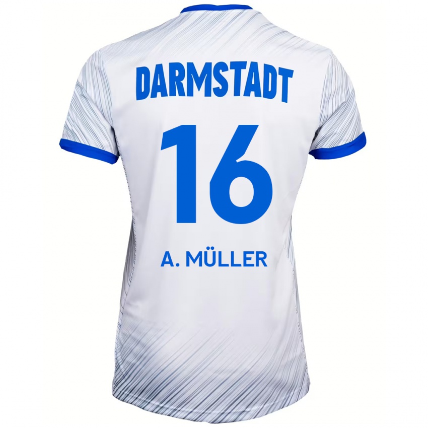 Kinder Andreas Müller #16 Weiß Blau Auswärtstrikot Trikot 2024/25 T-Shirt