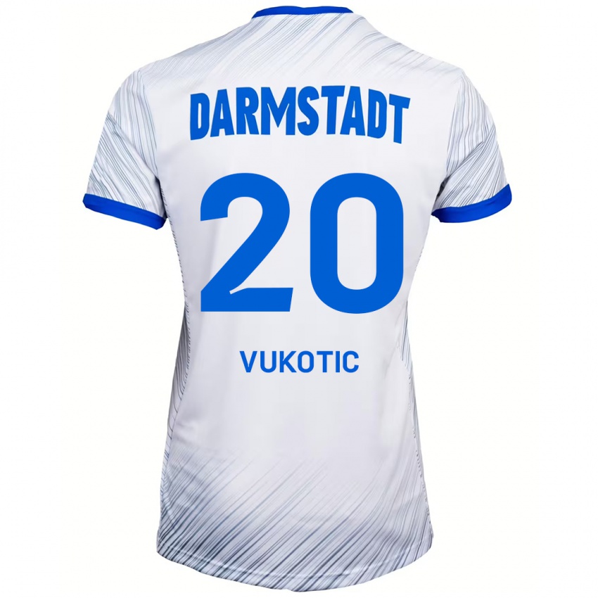 Kinder Aleksandar Vukotic #20 Weiß Blau Auswärtstrikot Trikot 2024/25 T-Shirt