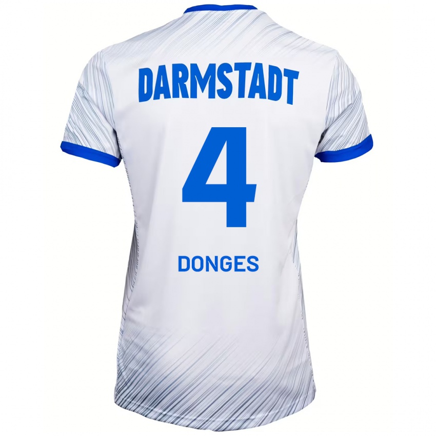 Kinder Julian Donges #4 Weiß Blau Auswärtstrikot Trikot 2024/25 T-Shirt