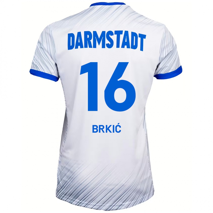 Kinder Amar Brkić #16 Weiß Blau Auswärtstrikot Trikot 2024/25 T-Shirt