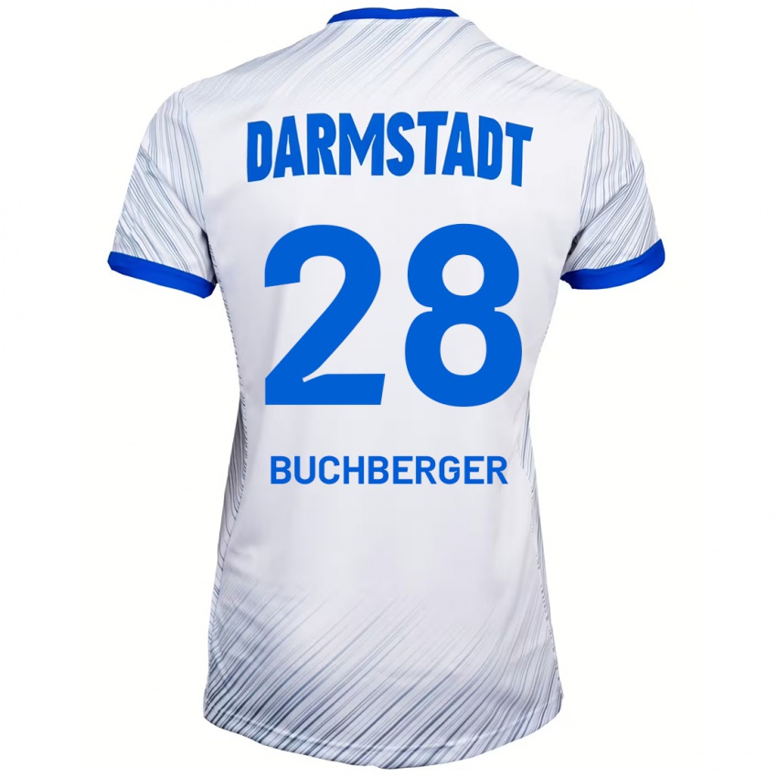 Kinder Jonas Buchberger #28 Weiß Blau Auswärtstrikot Trikot 2024/25 T-Shirt