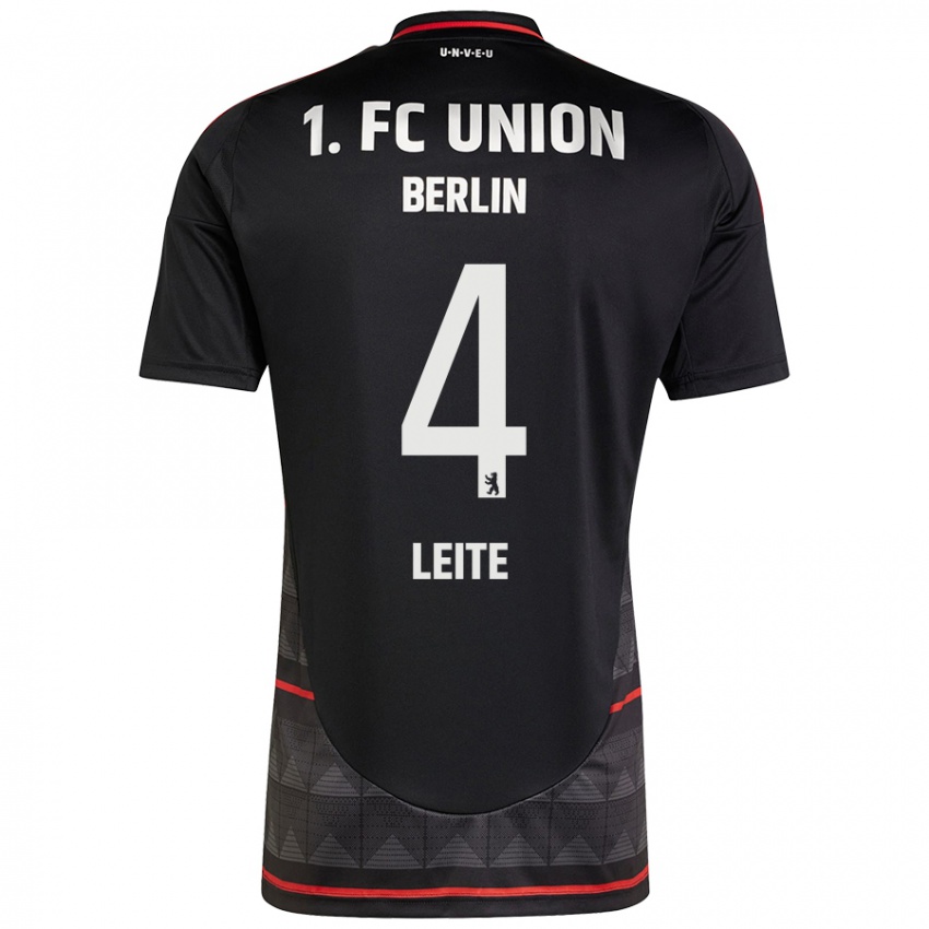 Kinder Diogo Leite #4 Schwarz Auswärtstrikot Trikot 2024/25 T-Shirt