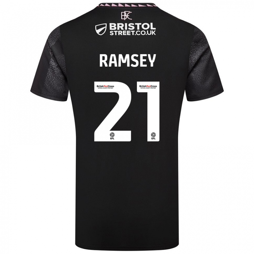 Kinder Aaron Ramsey #21 Schwarz Auswärtstrikot Trikot 2024/25 T-Shirt