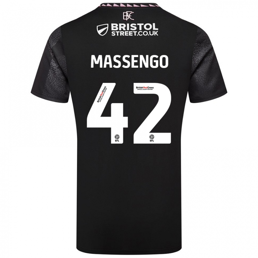 Kinder Han-Noah Massengo #42 Schwarz Auswärtstrikot Trikot 2024/25 T-Shirt