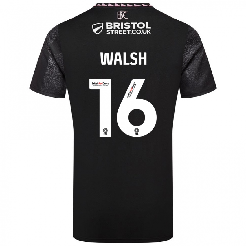 Kinder Lucy Walsh #16 Schwarz Auswärtstrikot Trikot 2024/25 T-Shirt