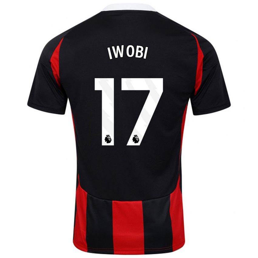 Kinder Alex Iwobi #17 Schwarz Rot Auswärtstrikot Trikot 2024/25 T-Shirt