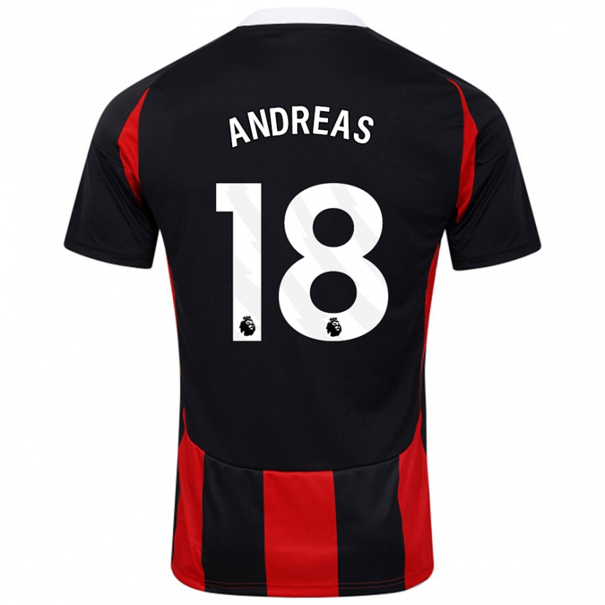 Kinder Andreas Pereira #18 Schwarz Rot Auswärtstrikot Trikot 2024/25 T-Shirt