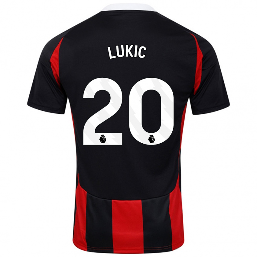 Kinder Saša Lukić #20 Schwarz Rot Auswärtstrikot Trikot 2024/25 T-Shirt