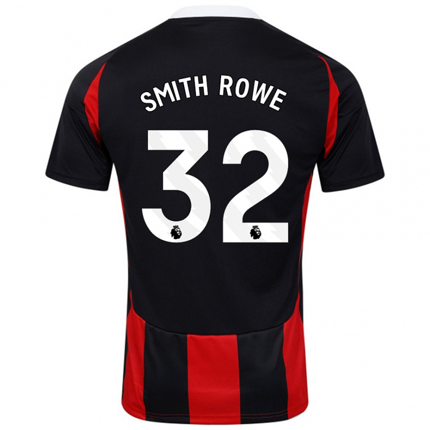 Kinder Emile Smith Rowe #32 Schwarz Rot Auswärtstrikot Trikot 2024/25 T-Shirt