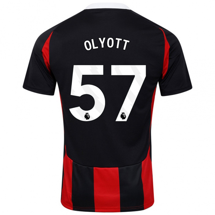 Kinder Tom Olyott #57 Schwarz Rot Auswärtstrikot Trikot 2024/25 T-Shirt