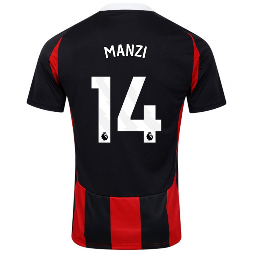 Kinder Sophie Manzi #14 Schwarz Rot Auswärtstrikot Trikot 2024/25 T-Shirt