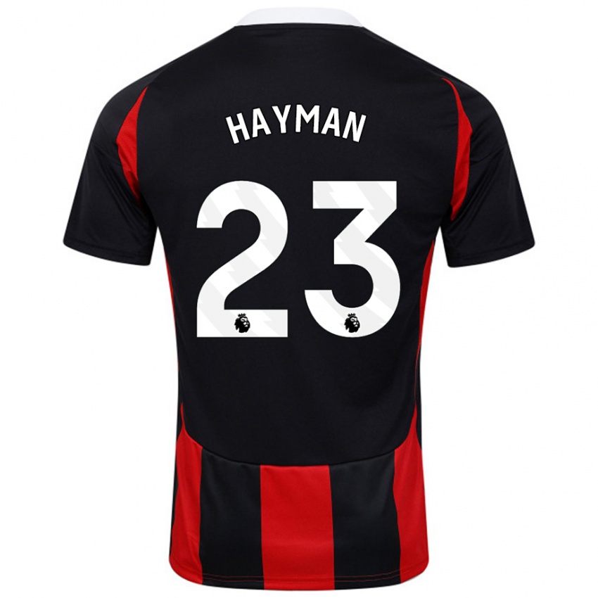 Kinder Alex Hayman #23 Schwarz Rot Auswärtstrikot Trikot 2024/25 T-Shirt