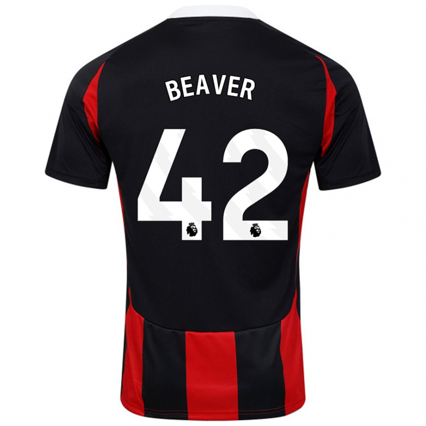 Kinder Cat Beaver #42 Schwarz Rot Auswärtstrikot Trikot 2024/25 T-Shirt