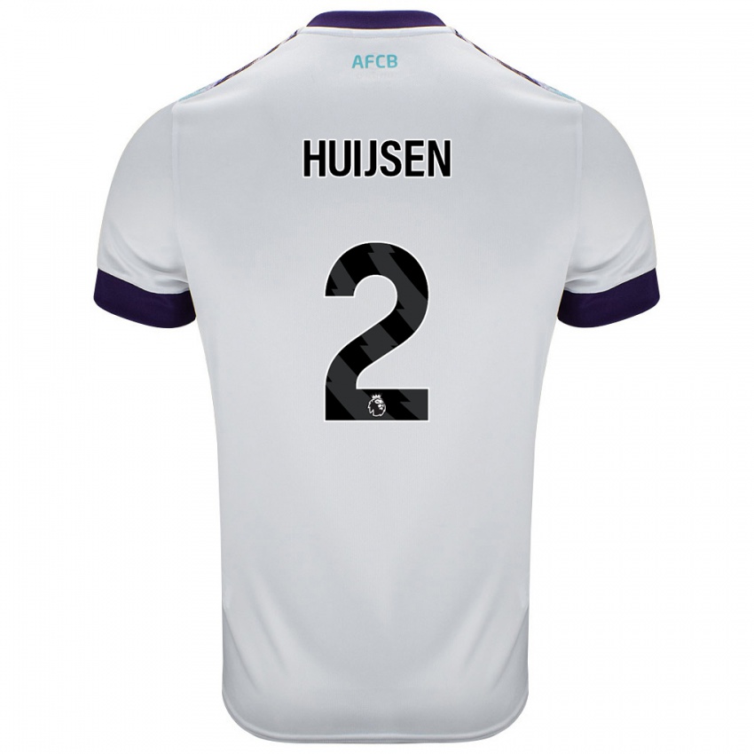 Kinder Dean Huijsen #2 Weiß Grün Lila Auswärtstrikot Trikot 2024/25 T-Shirt