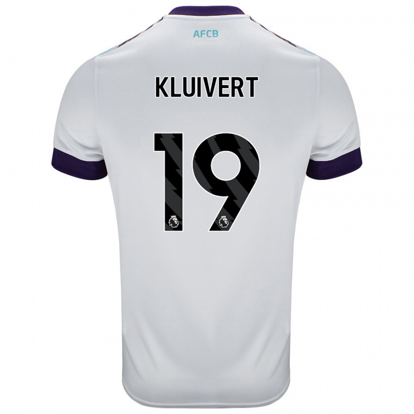 Kinder Justin Kluivert #19 Weiß Grün Lila Auswärtstrikot Trikot 2024/25 T-Shirt