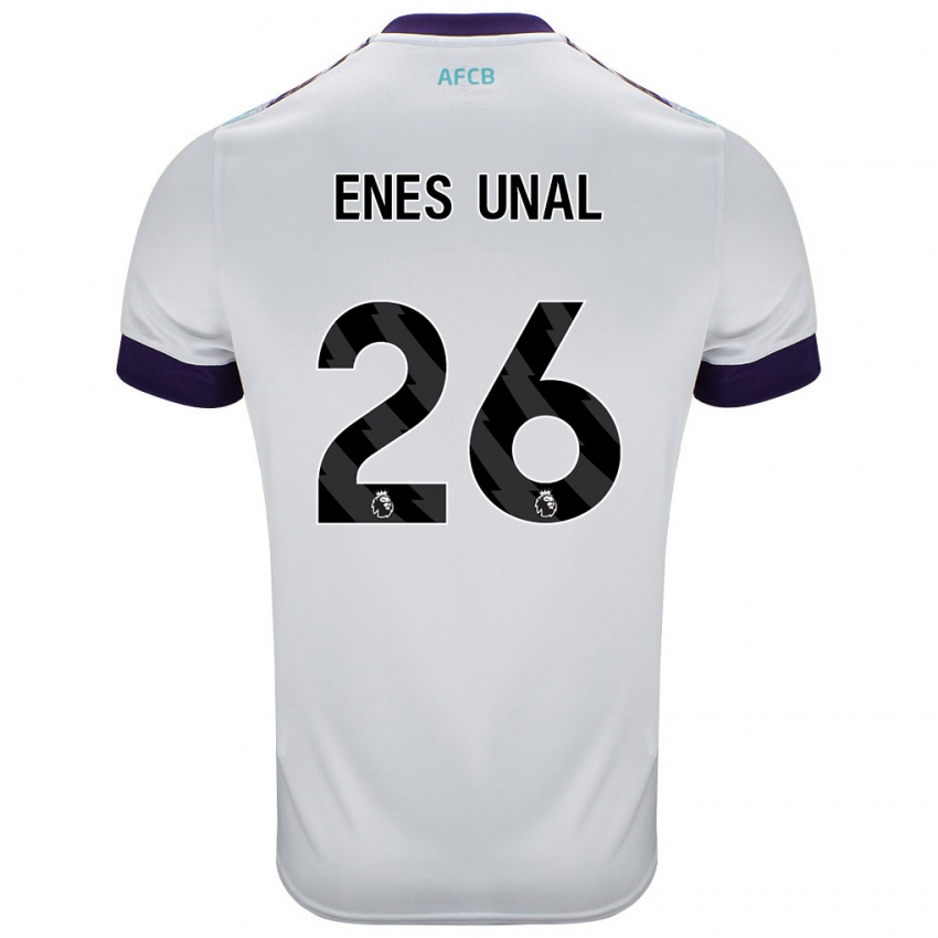 Kinder Enes Ünal #26 Weiß Grün Lila Auswärtstrikot Trikot 2024/25 T-Shirt