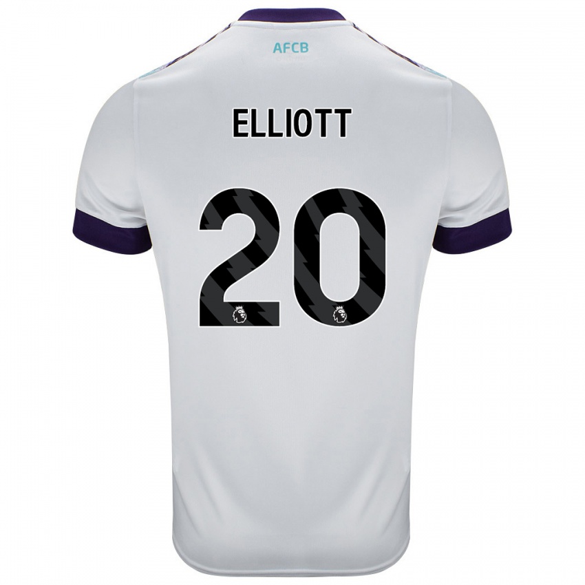 Kinder Kaitlyn Elliott #20 Weiß Grün Lila Auswärtstrikot Trikot 2024/25 T-Shirt