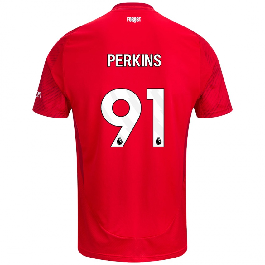 Herren Jack Perkins #91 Rot Weiß Heimtrikot Trikot 2024/25 T-Shirt