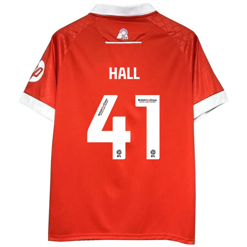 Herren Liam Hall #41 Rot Weiß Heimtrikot Trikot 2024/25 T-Shirt