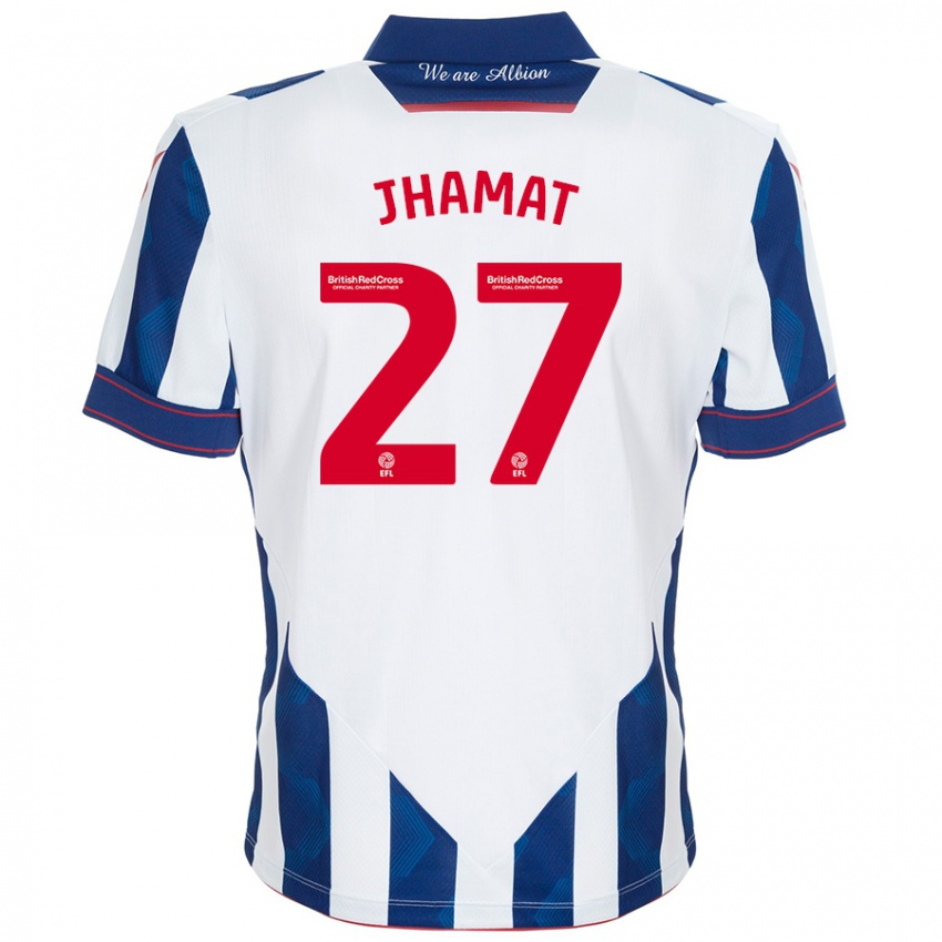 Herren Simran Jhamat #27 Weiß Dunkelblau Heimtrikot Trikot 2024/25 T-Shirt