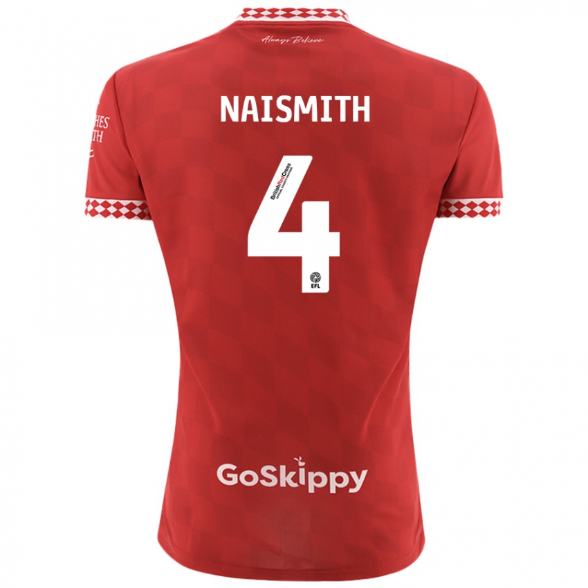 Herren Kal Naismith #4 Rot Heimtrikot Trikot 2024/25 T-Shirt