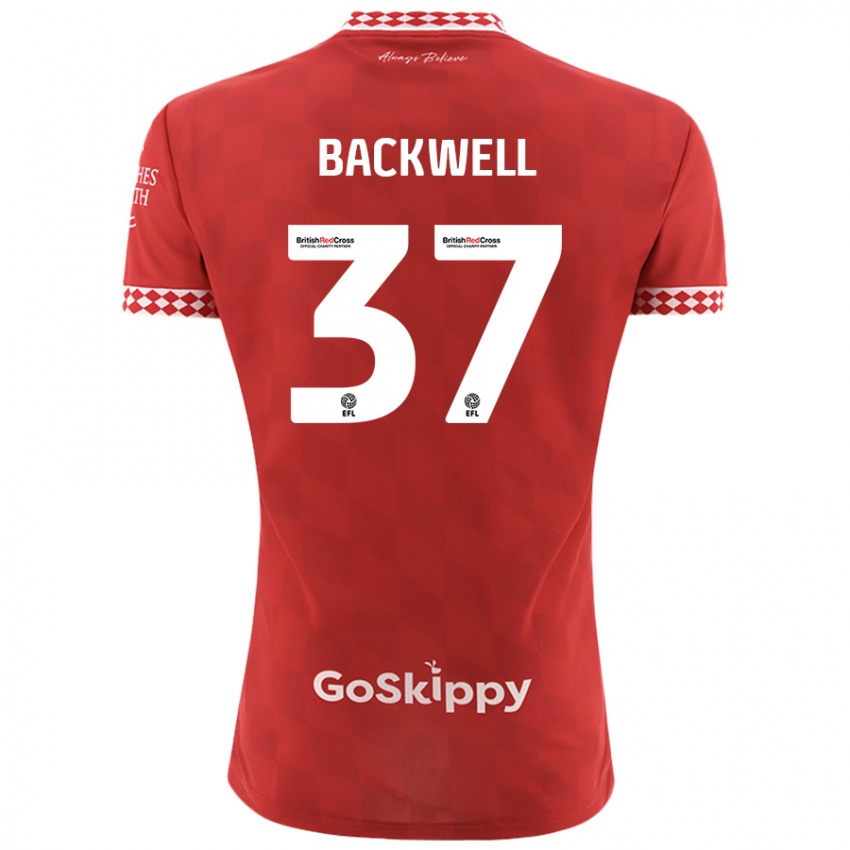 Herren Tommy Backwell #37 Rot Heimtrikot Trikot 2024/25 T-Shirt