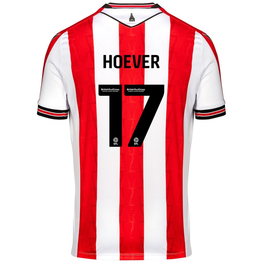 Herren Ki-Jana Hoever #17 Rot Weiß Heimtrikot Trikot 2024/25 T-Shirt