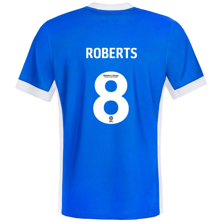 Herren Tyler Roberts #8 Blau Weiß Heimtrikot Trikot 2024/25 T-Shirt