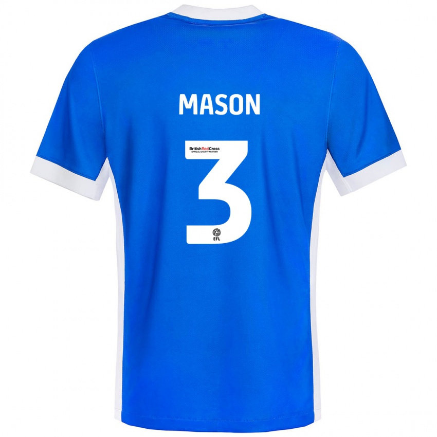 Herren Ellie Mason #3 Blau Weiß Heimtrikot Trikot 2024/25 T-Shirt