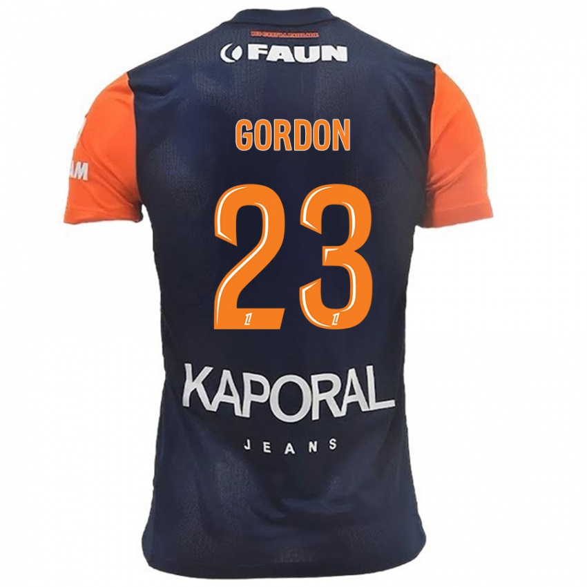 Herren Sh'nia Gordon #23 Marineblau Orange Heimtrikot Trikot 2024/25 T-Shirt