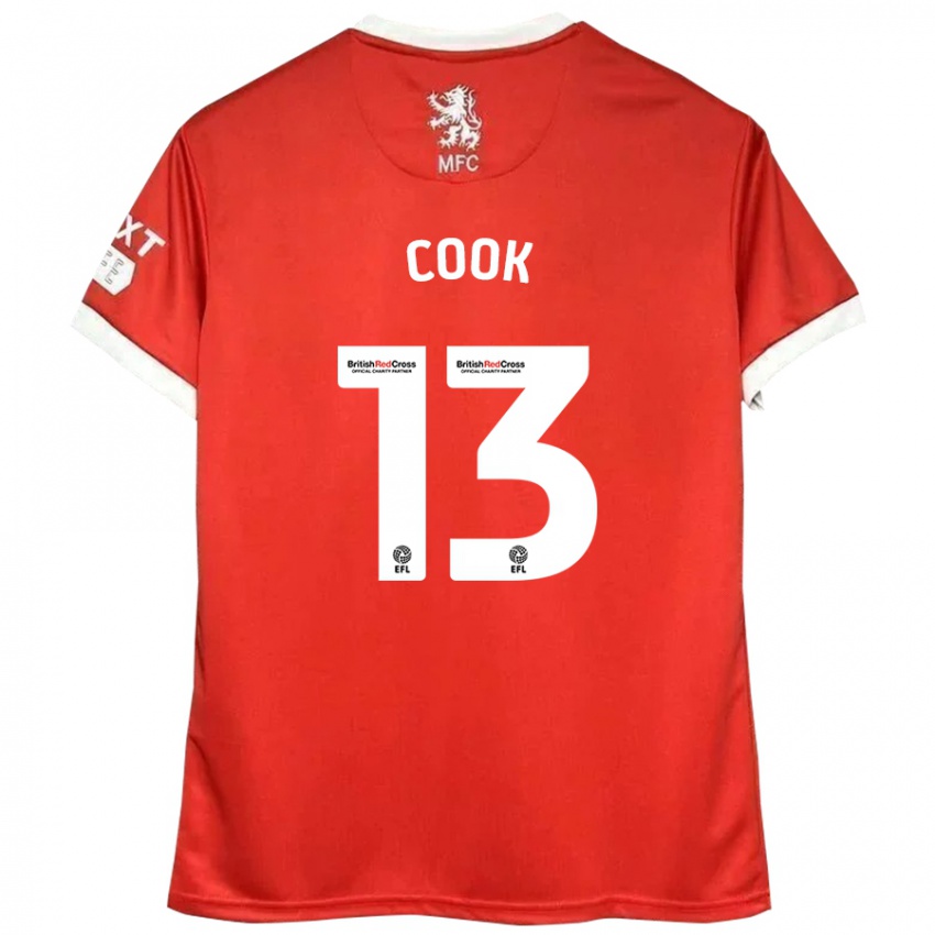 Herren Ruby Cook #13 Rot Weiß Heimtrikot Trikot 2024/25 T-Shirt