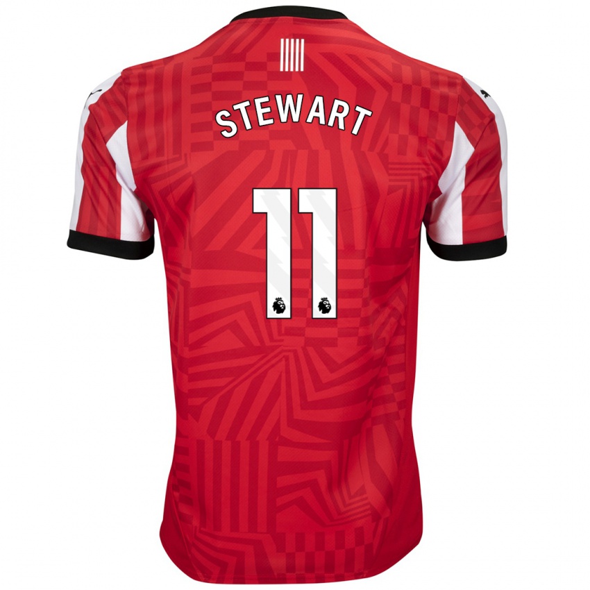 Herren Ross Stewart #11 Rot Weiß Heimtrikot Trikot 2024/25 T-Shirt