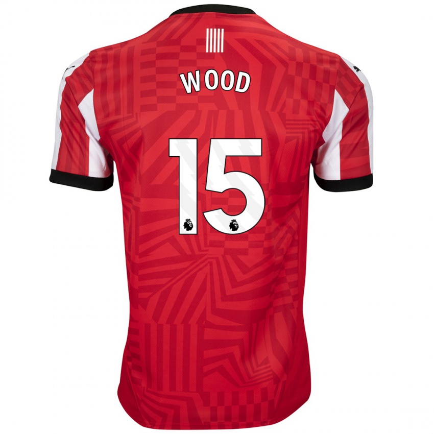 Herren Nathan Wood #15 Rot Weiß Heimtrikot Trikot 2024/25 T-Shirt