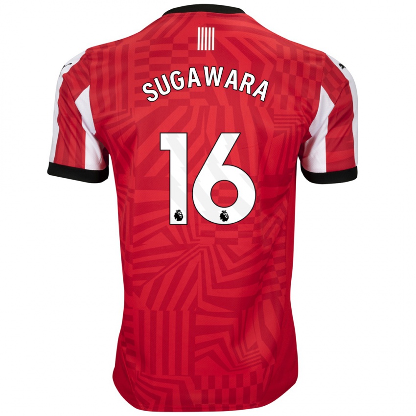 Herren Yukinari Sugawara #16 Rot Weiß Heimtrikot Trikot 2024/25 T-Shirt