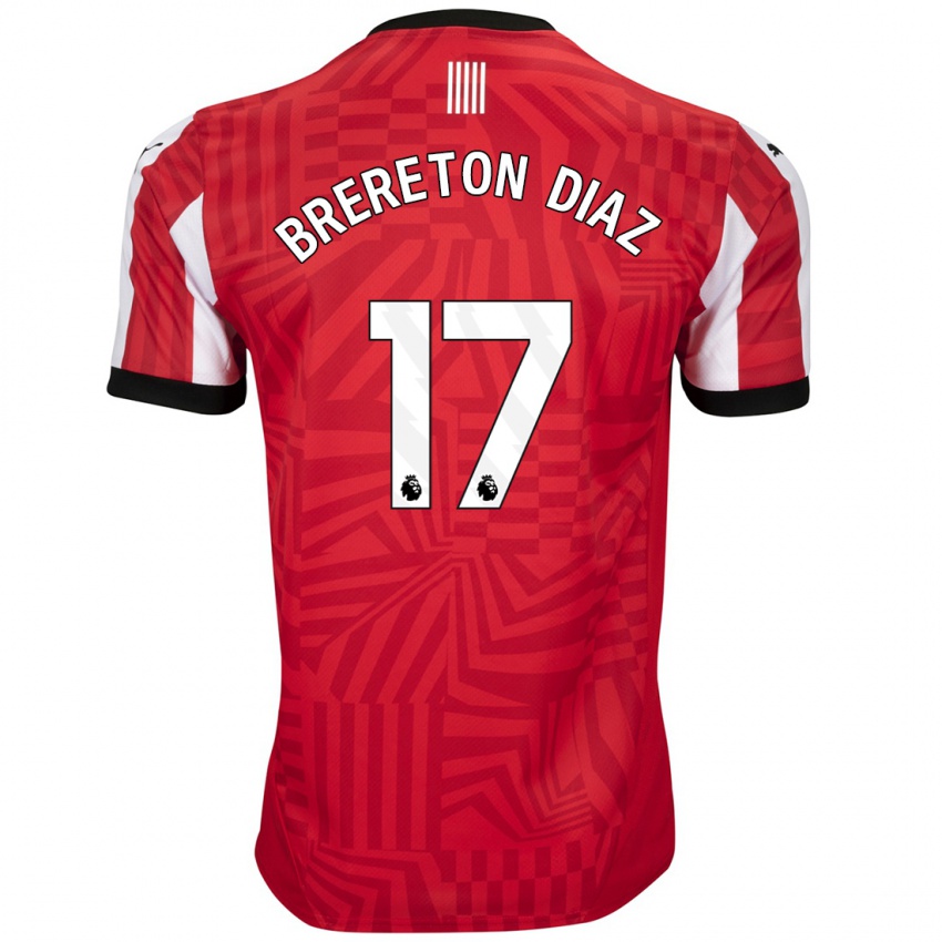 Herren Ben Brereton Díaz #17 Rot Weiß Heimtrikot Trikot 2024/25 T-Shirt