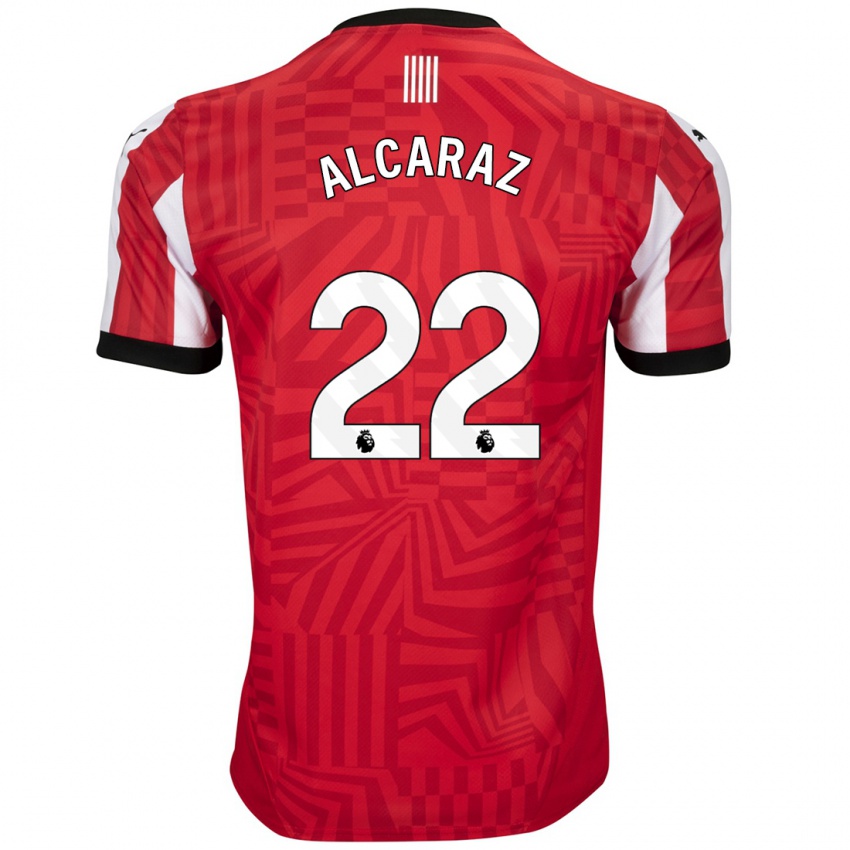 Herren Carlos Alcaraz #22 Rot Weiß Heimtrikot Trikot 2024/25 T-Shirt