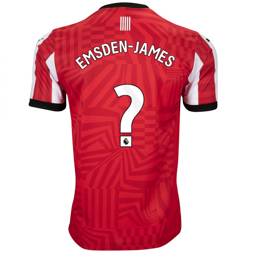 Herren Harley Emsden-James #0 Rot Weiß Heimtrikot Trikot 2024/25 T-Shirt