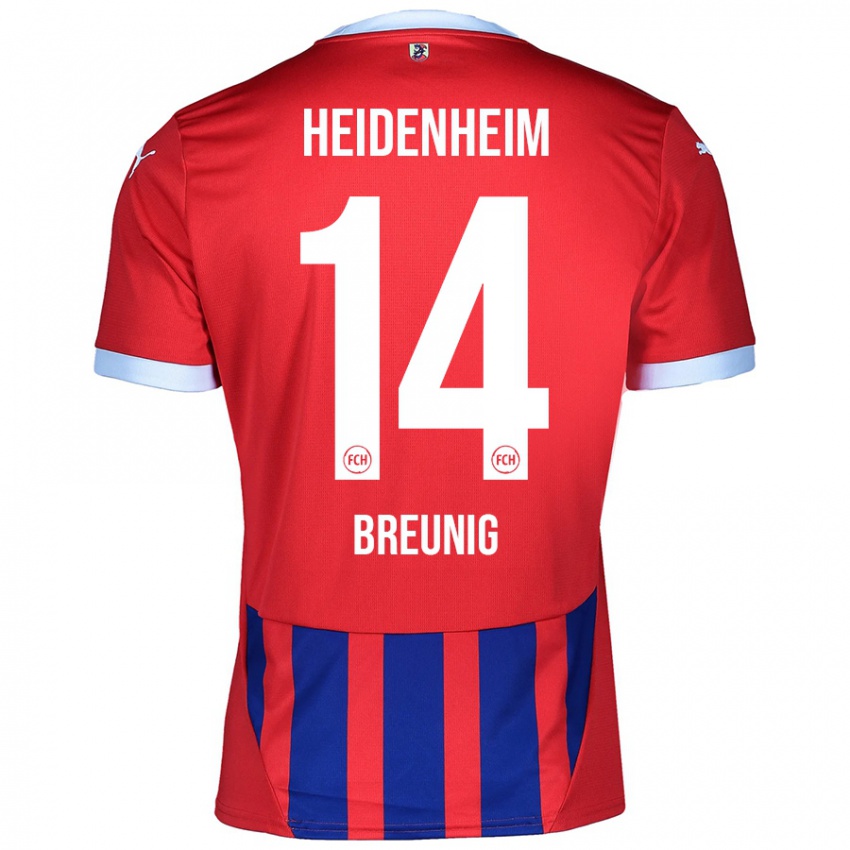 Herren Maximilian Breunig #14 Rot Blau Heimtrikot Trikot 2024/25 T-Shirt