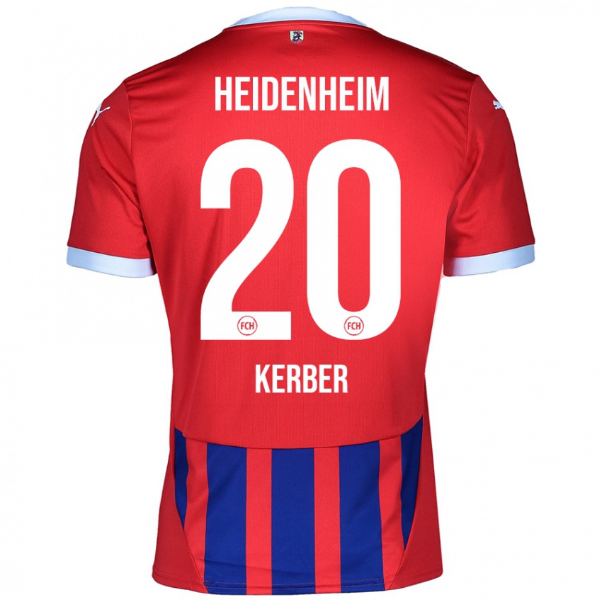 Herren Luca Kerber #20 Rot Blau Heimtrikot Trikot 2024/25 T-Shirt