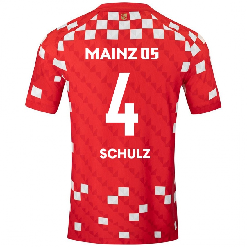 Herren Philipp Schulz #4 Weiß Rot Heimtrikot Trikot 2024/25 T-Shirt